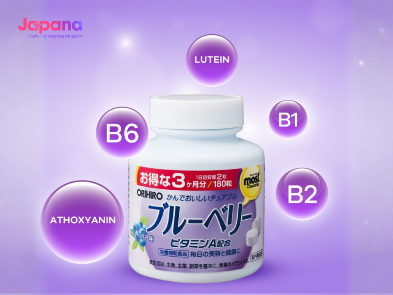 Viên nhai bổ mắt Orihiro vị việt quất