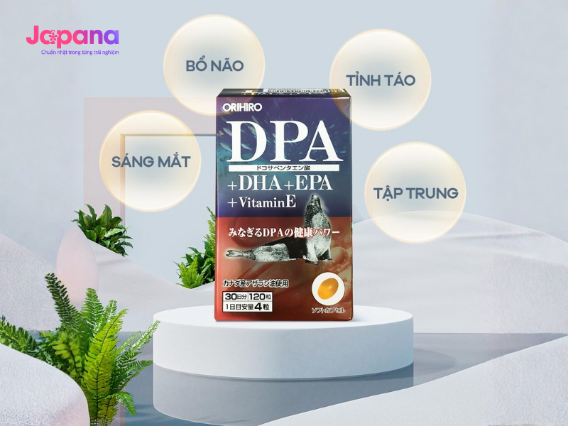 Viên uống bổ não DPA+DHA+EPA+Vitamin E Orihiro 120 viên