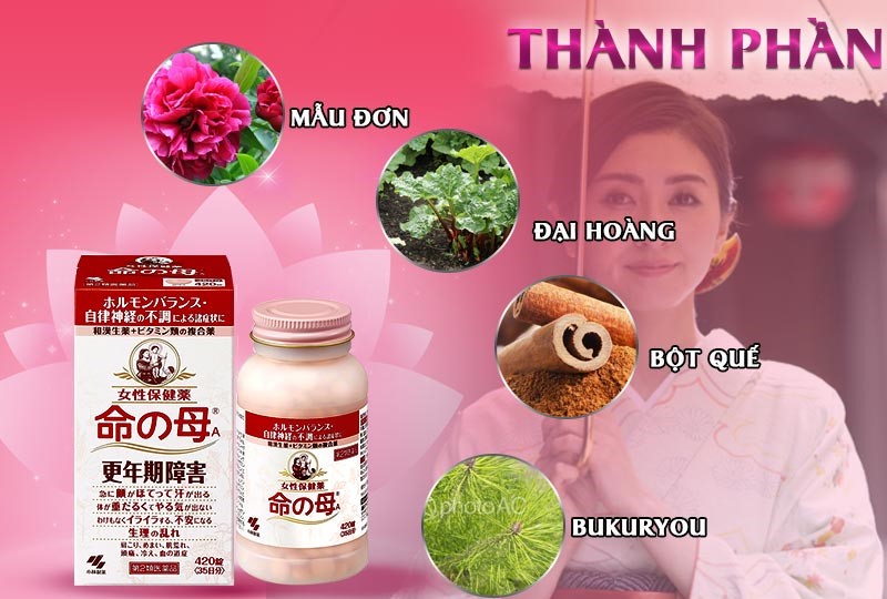 Các thành phần có trong viên uống kéo dài kinh nguyệt của Nhật Kobayashi 100% từ thiên nhiên nên an toàn và lành tính