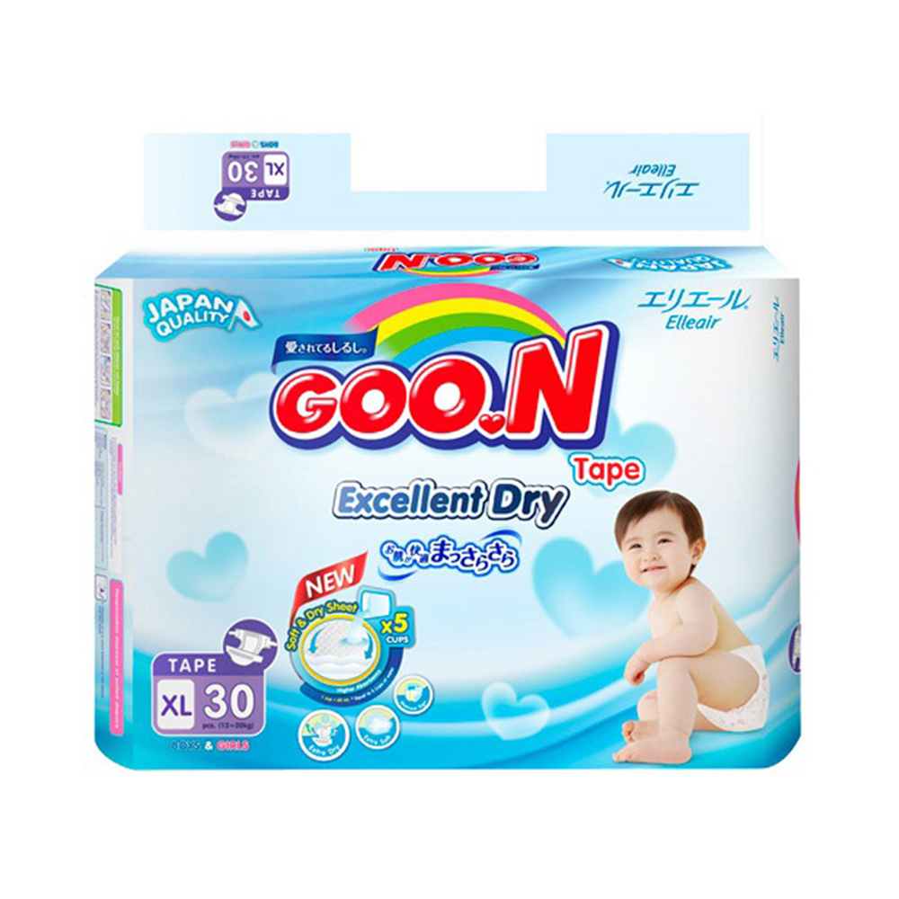 Bỉm - Tã dán Goo.N Renew Slim size XL 30 miếng (Cho bé 12 - 20kg)