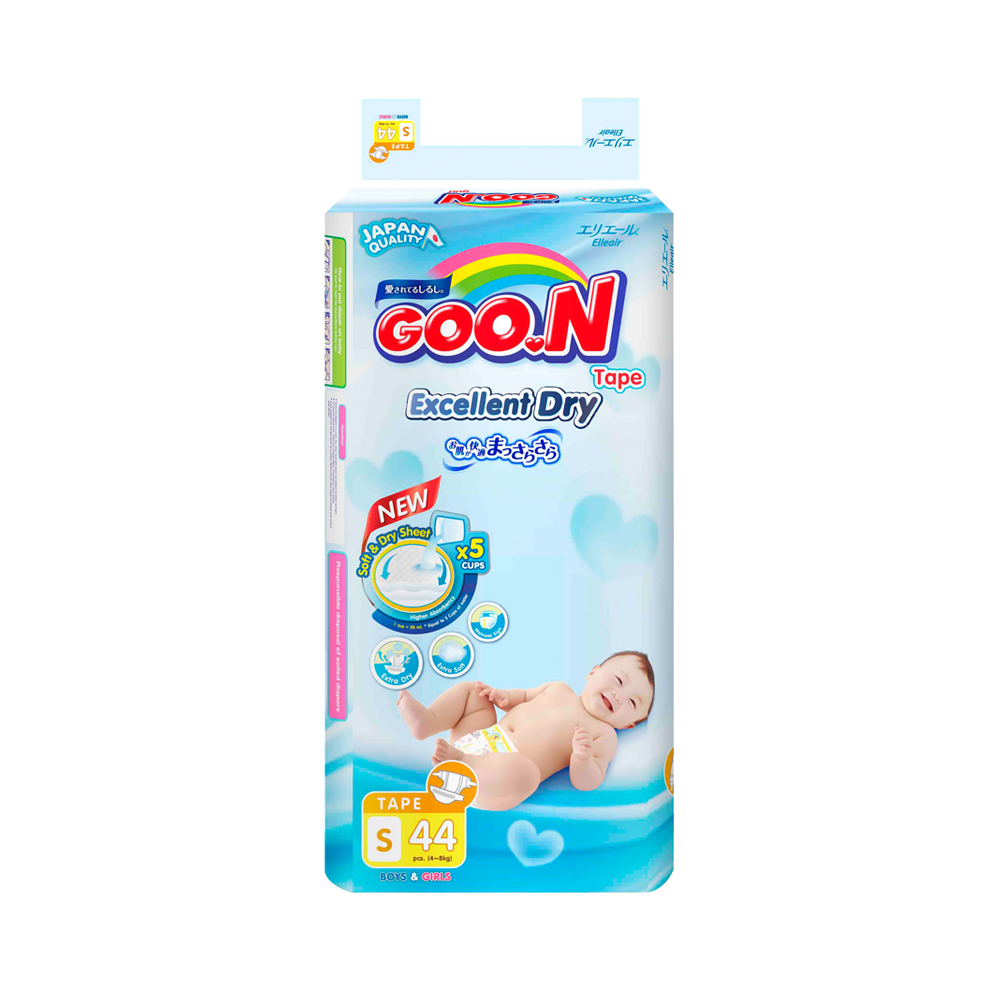 Bỉm - Tã dán Goo.N Renew Slim size S 44 miếng (Cho bé 4 - 8kg)