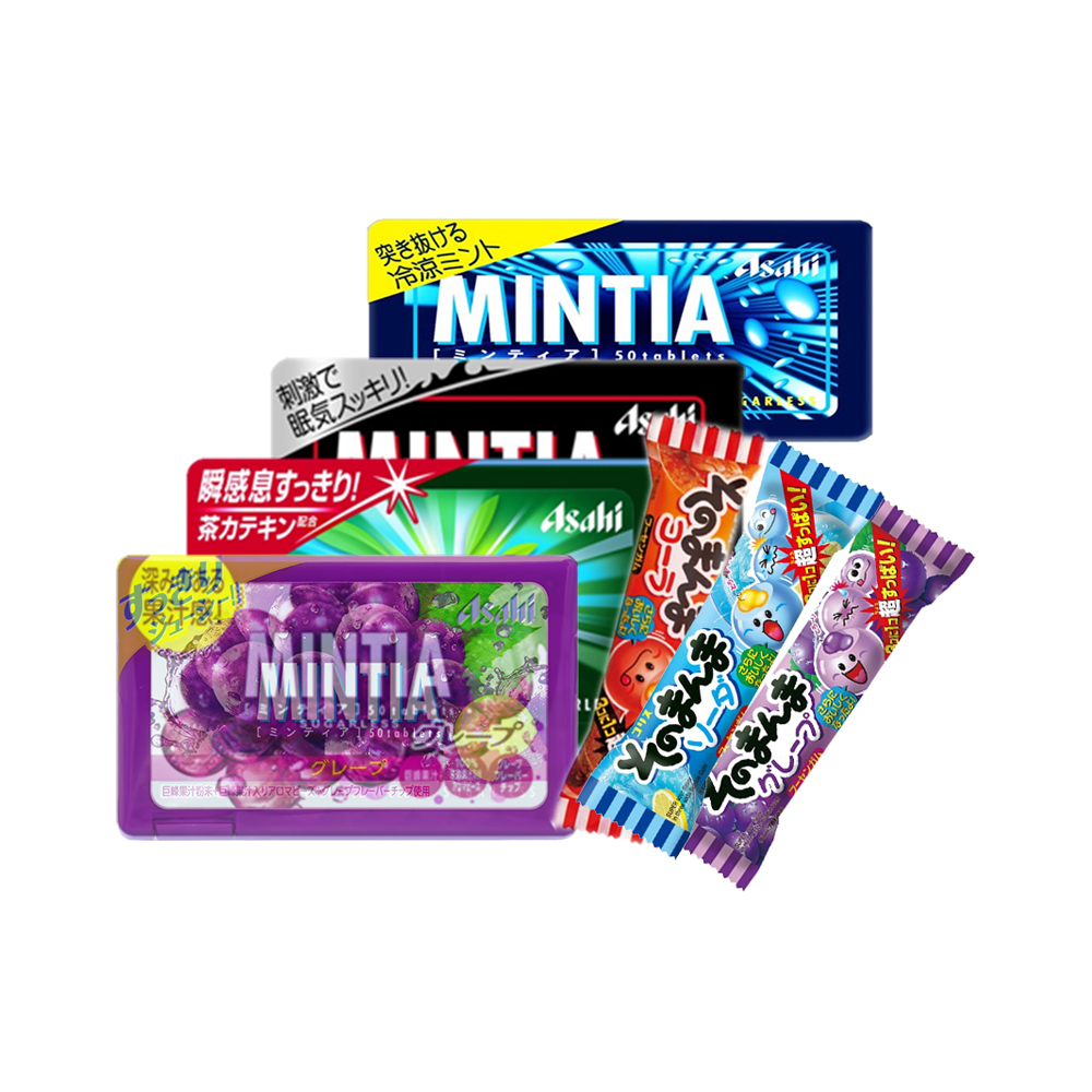 Combo 4 gói kẹo ngậm Mintia Asahi và 3 gói kẹo cao su Coris 