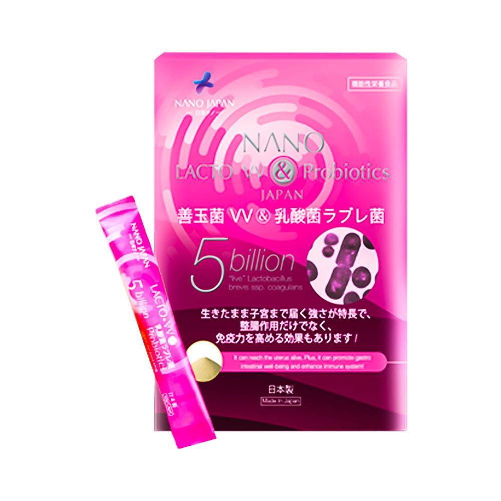 Bột hỗ trợ tiêu hóa và cân bằng hệ vi sinh âm đạo Nano Japan Lacto VV Probiotics 35 gói