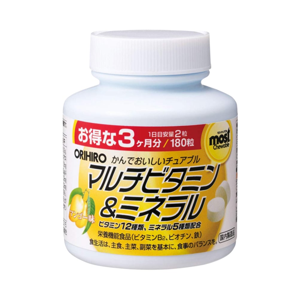 Viên nhai bổ sung Vitamin và khoáng chất Orihiro Most Chewable 180 viên (Vị xoài)