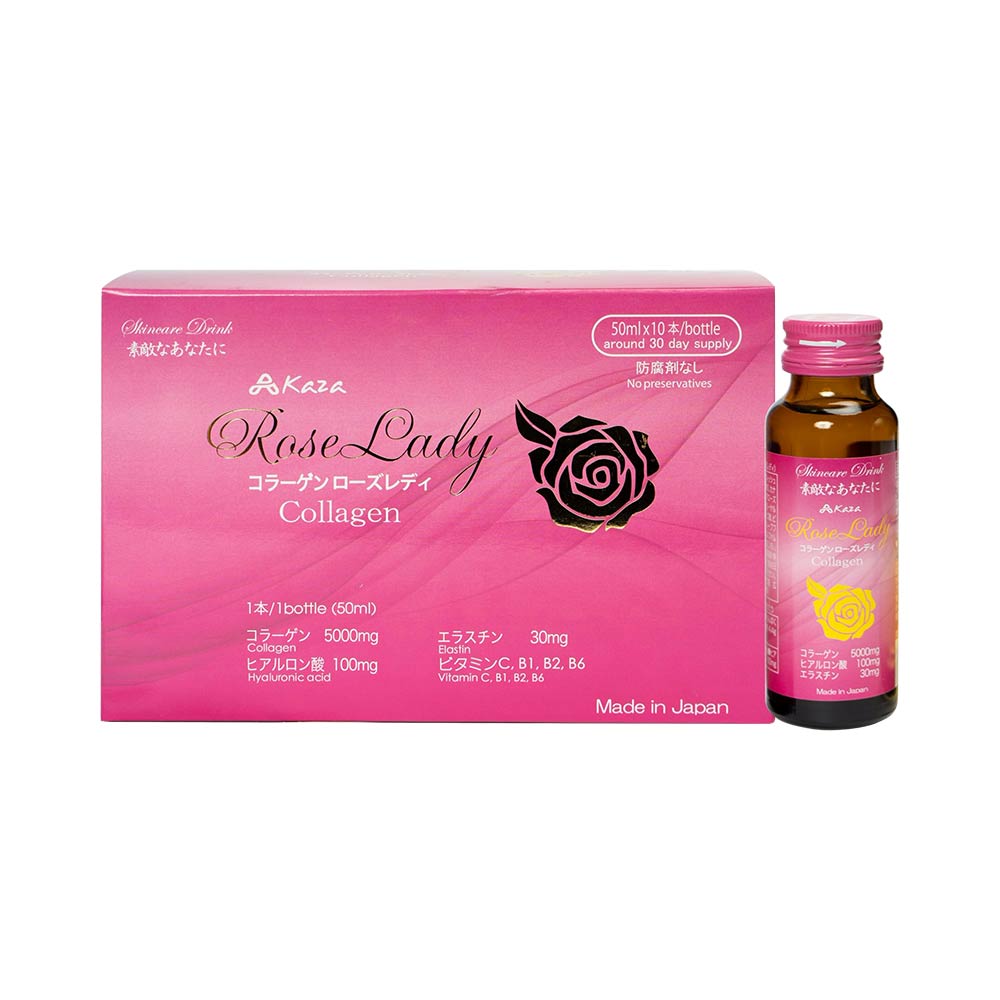 Nước uống Collagen Kaza Rose Lady 5000mg (Hộp 10 chai x 50ml) Date 05/25