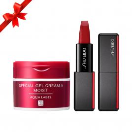Bộ đôi tô điểm nhan sắc hiện đại kem dưỡng Shiseido Aqualabel 90g và son lỳ Shiseido ModernMatte Powder 4g