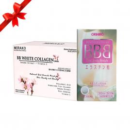 Bộ đôi lấy lại năng lượng thanh xuân Collagen Mirako BB White 10 chai và Orihiro BBB Best Body Beauty 300 viên