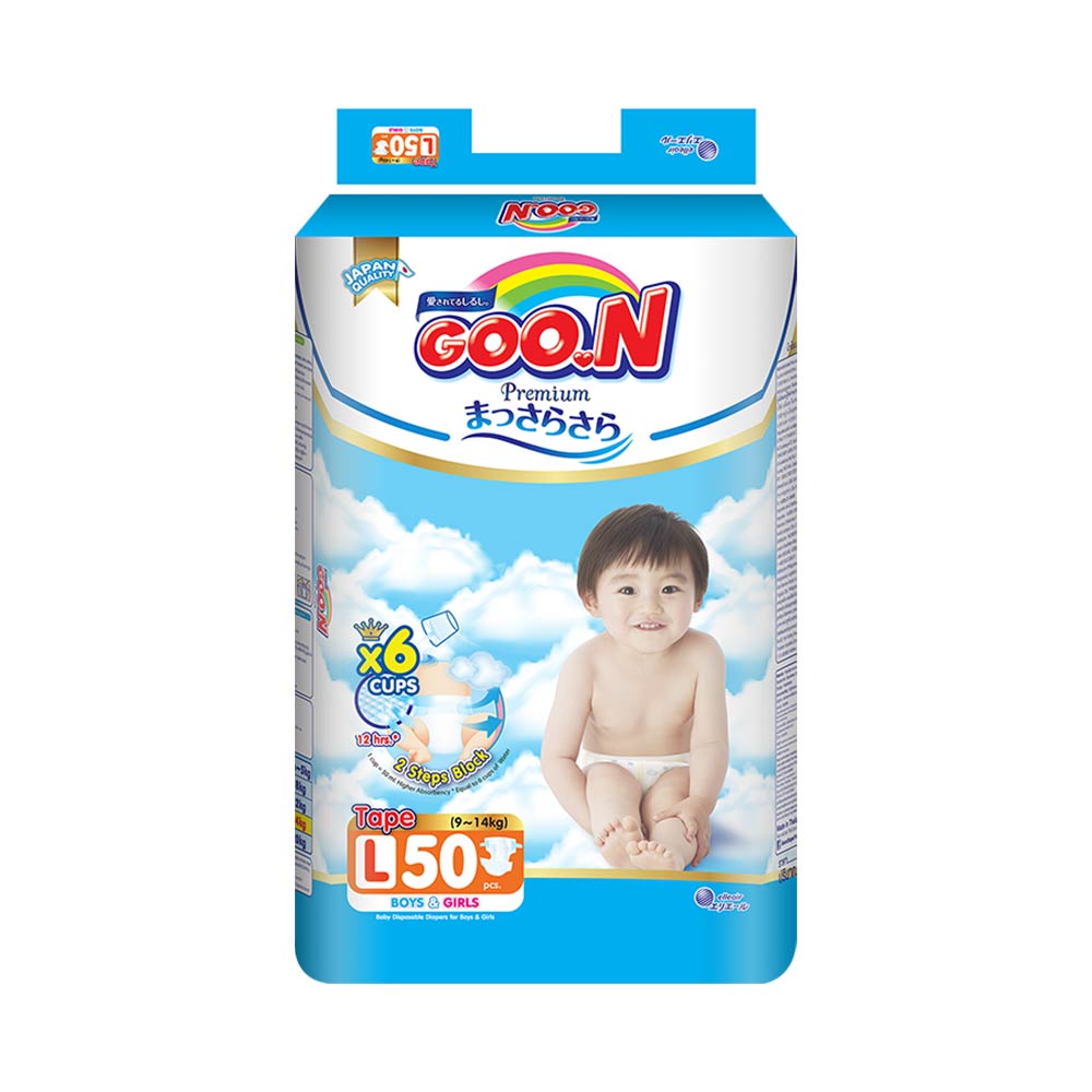 Bỉm - Tã dán Goo.N Premium size L 50 miếng (Cho bé 9-14kg)