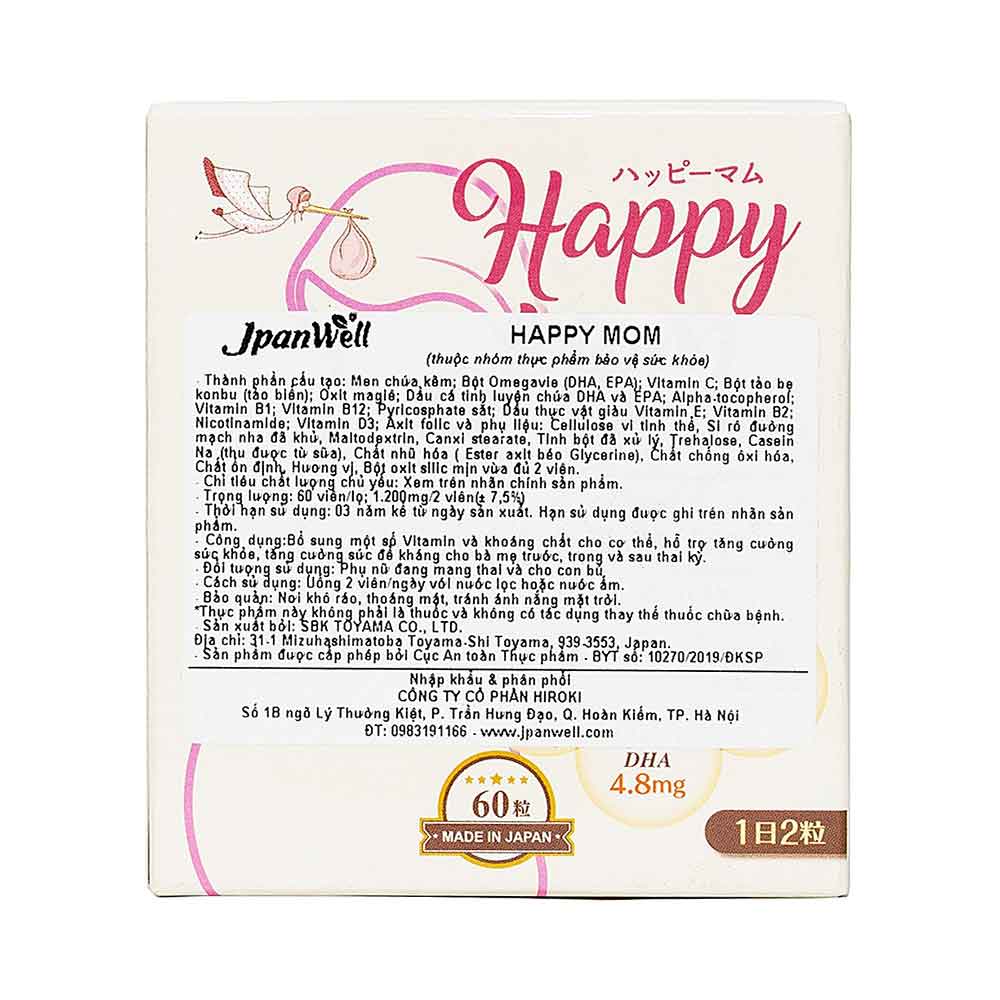 Viên uống bổ sung vitamin cho mẹ bầu JpanWell Happy Mom 60 viên
