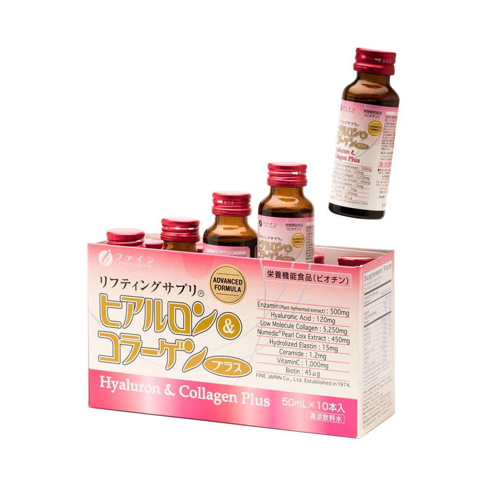 Nước uống Collagen & Hyaluron Fine Japan Plus 5.250mg (Hộp 10 chai x 50ml)