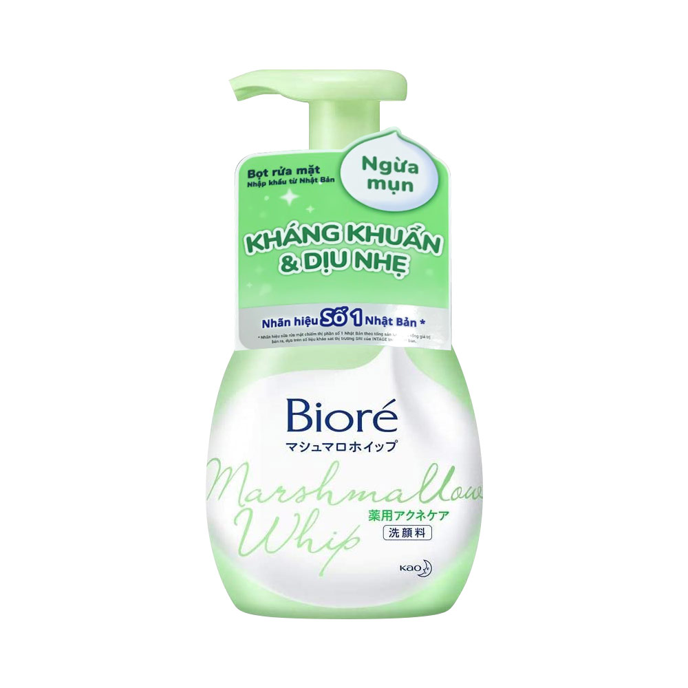Bọt rửa mặt ngăn ngừa mụn Bioré Marshmallow Whip Acne Care 150ml