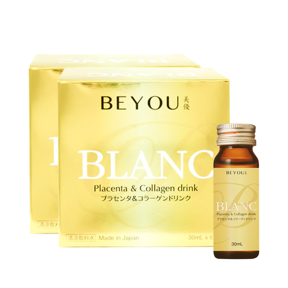 Combo 2 hộp nước uống Collagen & Placenta Waki Beyou Blanc 6.000mg (Hộp 6 chai x 30ml)