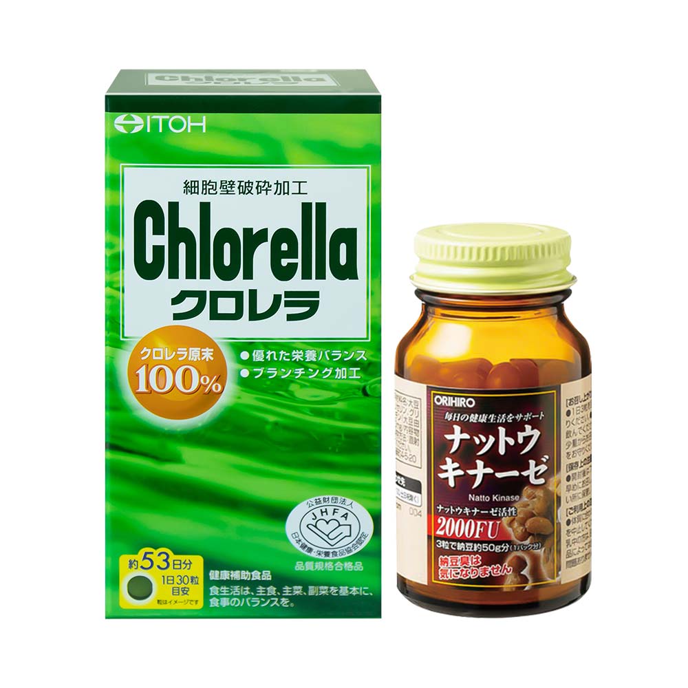 Bộ đôi chăm sóc sức khỏe hỗ trợ điều trị tai biến Orihiro & tảo diệp lục Itoh Chlorella