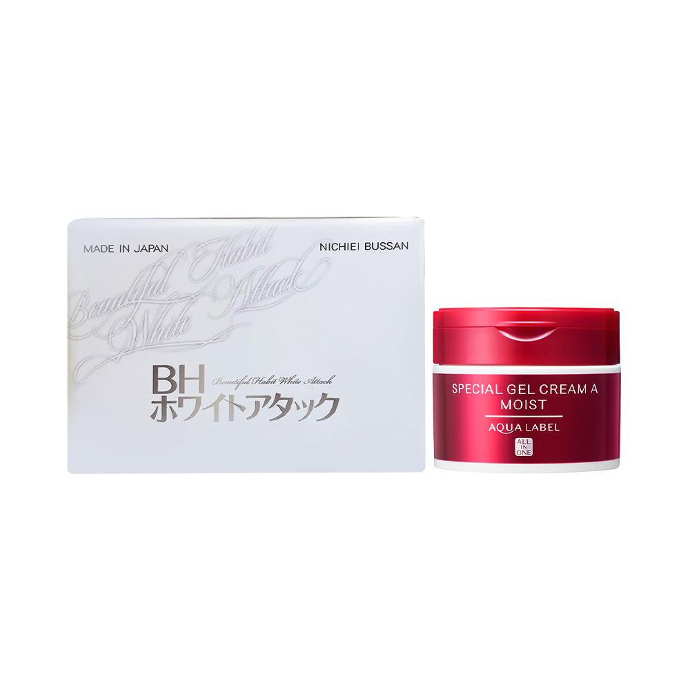 Bộ đôi chăm sóc da kem dưỡng Shiseido Aqualabel & viên uống trị nám Nichiei Bussan