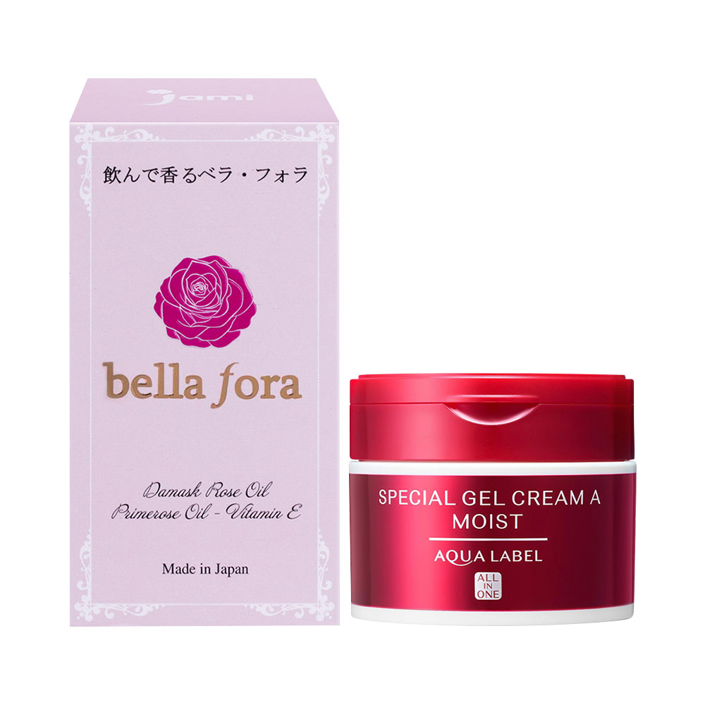 Bộ đôi chăm sóc da kem dưỡng Shiseido Aqualabel & viên uống tinh chất hoa hồng Bella Fora