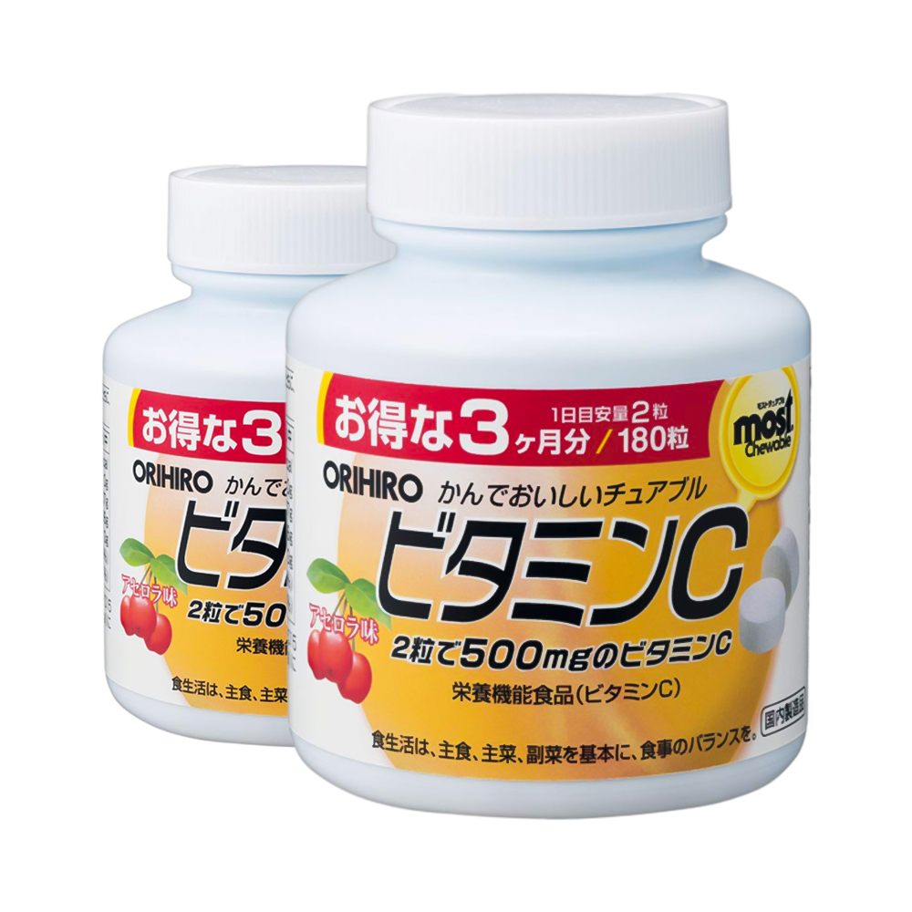 Combo 2 hộp viên nhai bổ sung Vitamin C Orihiro Most Chewable 180 viên (Vị cherry)