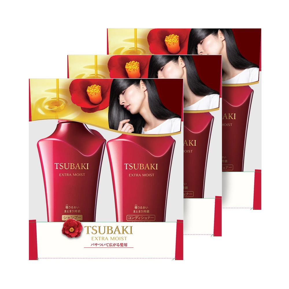 Combo 3 bộ dầu gội và dầu xả siêu cấp ẩm Shiseido Tsubaki Extra Moist 500ml