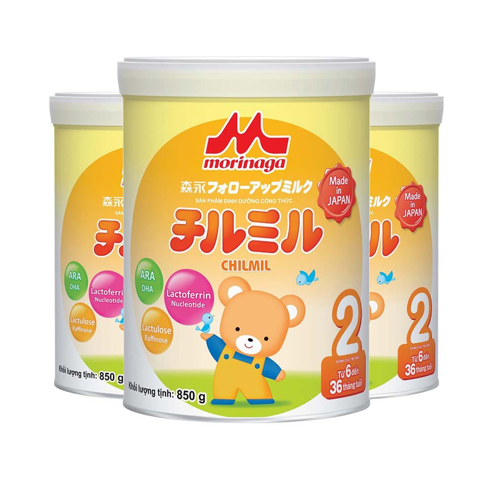 Combo 3 hộp sữa Morinaga Chilmil số 2 Nhật Bản 850g (Cho bé 6-36 tháng)