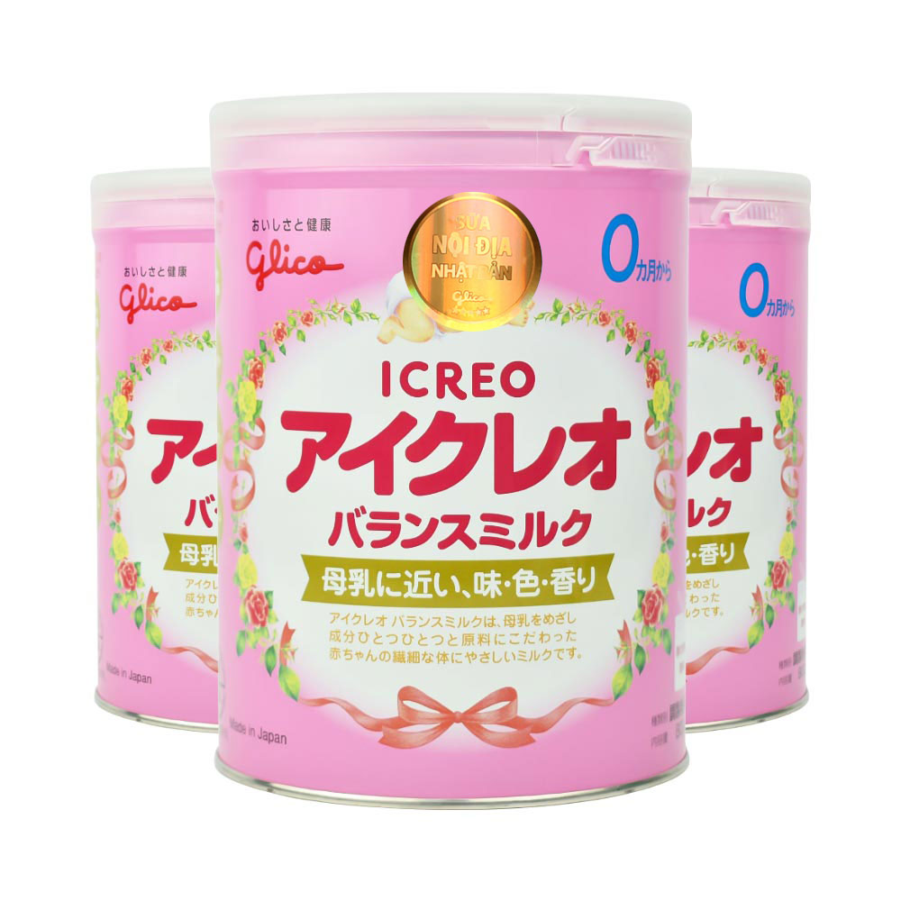 Combo 3 hộp sữa Glico Icreo số 0 Nhật Bản 800g (Cho bé 0-2 tháng)