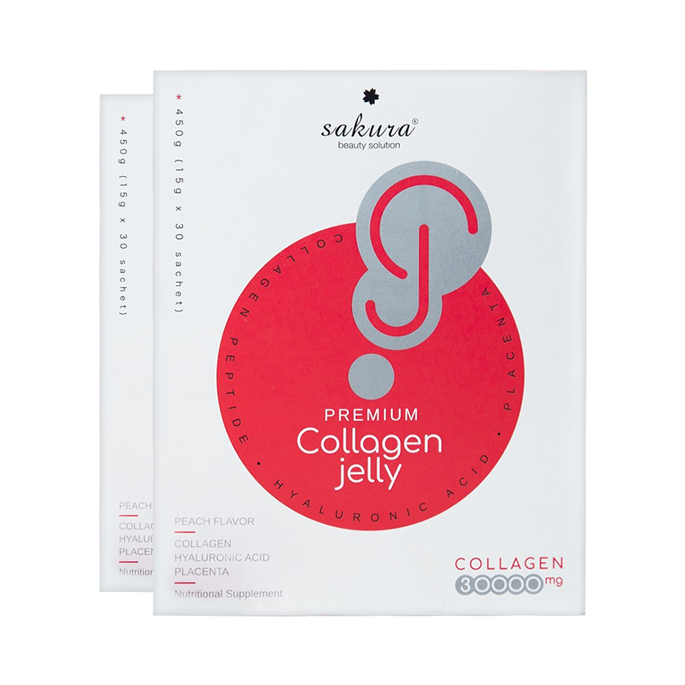 Combo 2 hộp thạch Collagen Sakura Premium Jelly 30,000mg 30 thanh