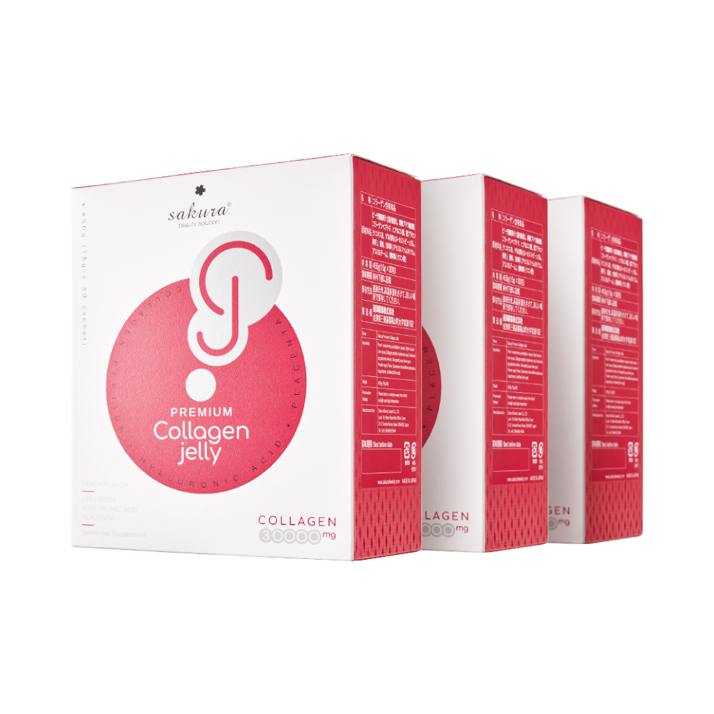 Combo 3 hộp thạch Collagen Sakura Premium Jelly 30,000mg (3 hộp x 30 thanh)