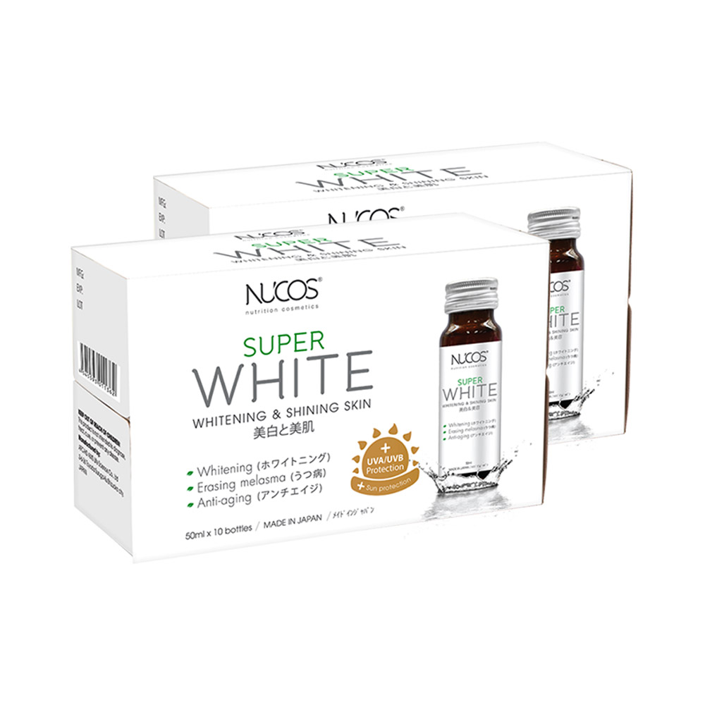 Combo 2 hộp nước uống Collagen trắng da, giảm nám Nucos Super White (Hộp 10 chai x 50ml)