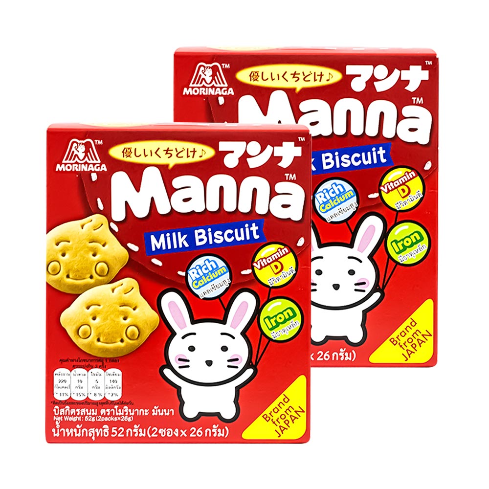 Combo 2 hộp bánh quy sữa Morinaga Manna Milk Biscuit 52g (Dành cho bé từ 6–36 tháng tuổi)