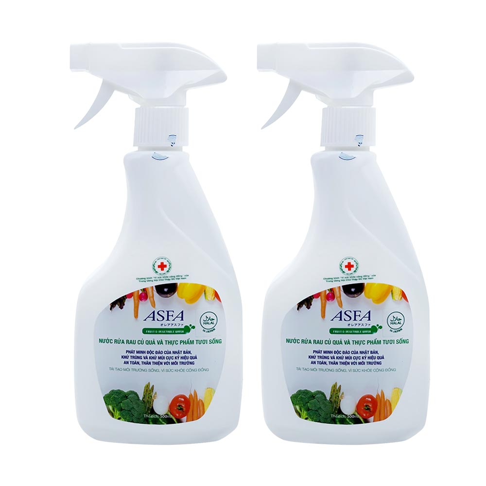 Combo 2 chai xịt rửa rau củ ASFA Fruit & Vegetable Wash 500ml