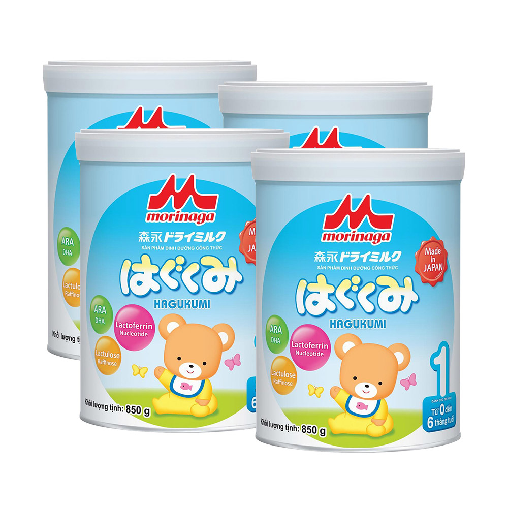 Combo 4 hộp sữa Morinaga Hagukumi số 1 Nhật Bản 850g (Cho bé 0 - 6 tháng)