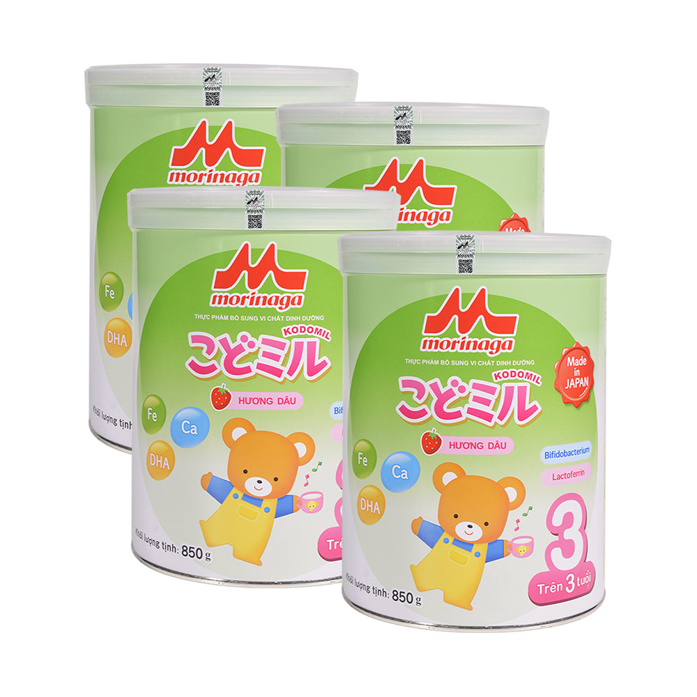 Combo 4 hộp sữa Morinaga Kodomil số 3 Nhật Bản 850g (Cho bé 36 tháng trở lên)