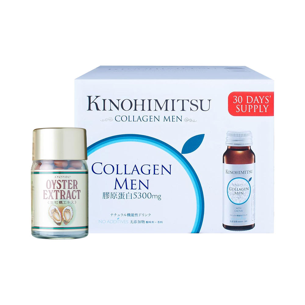 Bộ đôi nâng hạng nhan sắc Kinohimitsu Collagen Men và tăng cường sinh lý Josephine Oyster Extract
