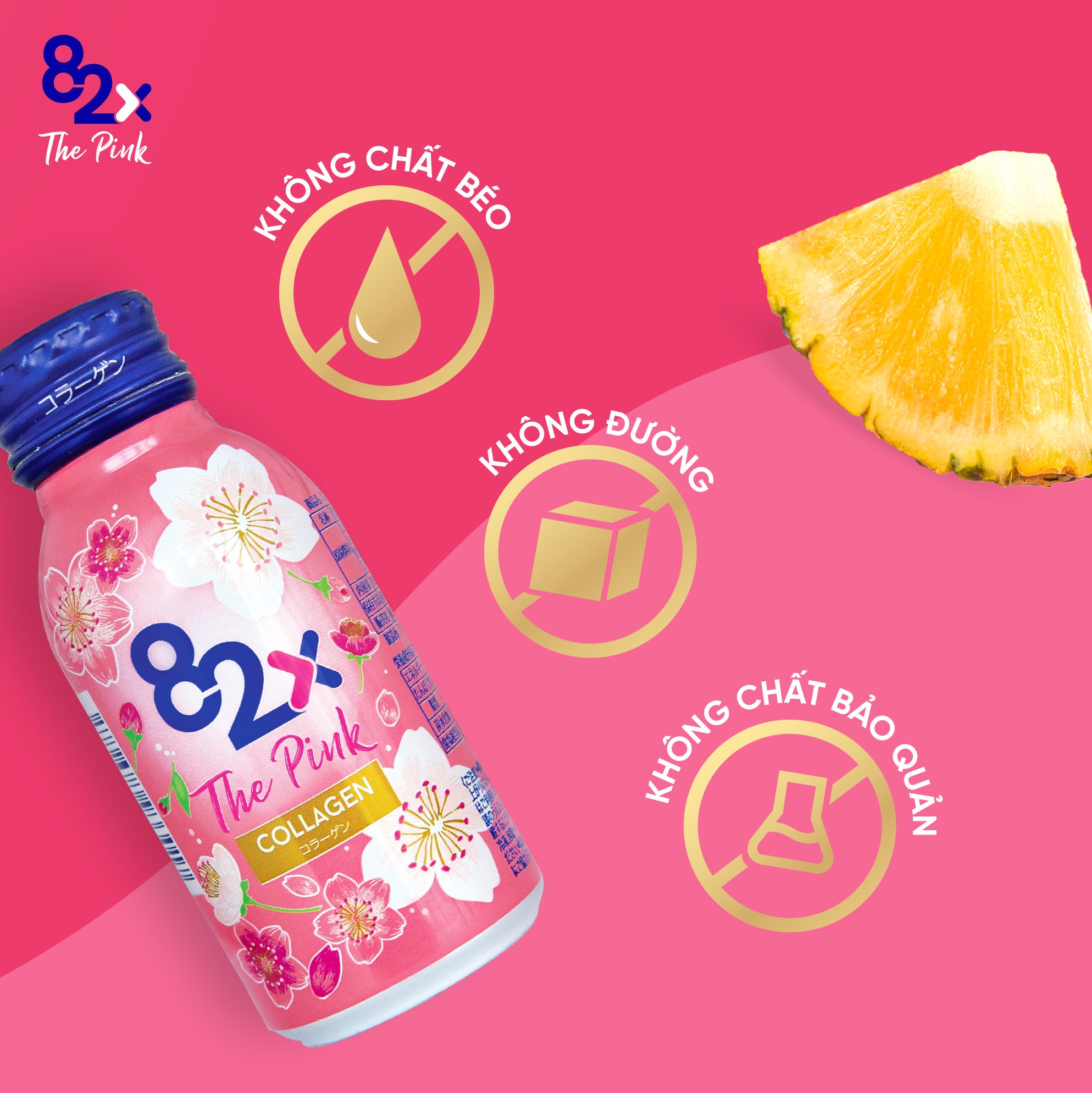Nước uống Collagen Mashiro 82x The Pink (Hộp 10 chai x 100ml)