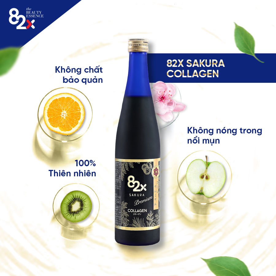 Combo 2 chai nước uống Collagen Mashiro 82x Sakura Premium 120.000mg 500ml