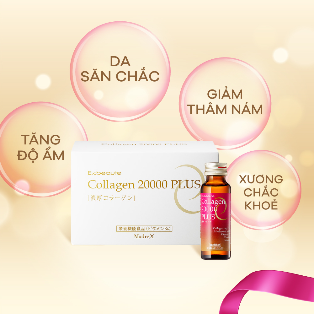 Combo 2 hộp nước uống đẹp da Collagen 20000mg Plus (Hộp 10 chai x 50ml)