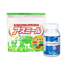 Bộ đôi hỗ trợ tăng chiều cao cho bé viên uống GH Creation và sữa Asumiru 180g (Vị dưa vàng)