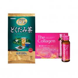 Bộ đôi khỏe đẹp nước uống The Collagen Shiseido và trà diếp cá thải độc Orihiro 60 gói
