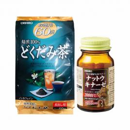 Bộ đôi sức khỏe viên hỗ trợ điều trị tai biến Orihiro Nattokinase và trà diếp cá thải độc Orihiro
