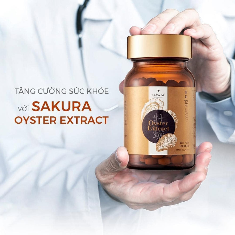Viên uống tăng cường sức khỏe tinh chất hàu tươi Sakura Oyster Extract 120 viên