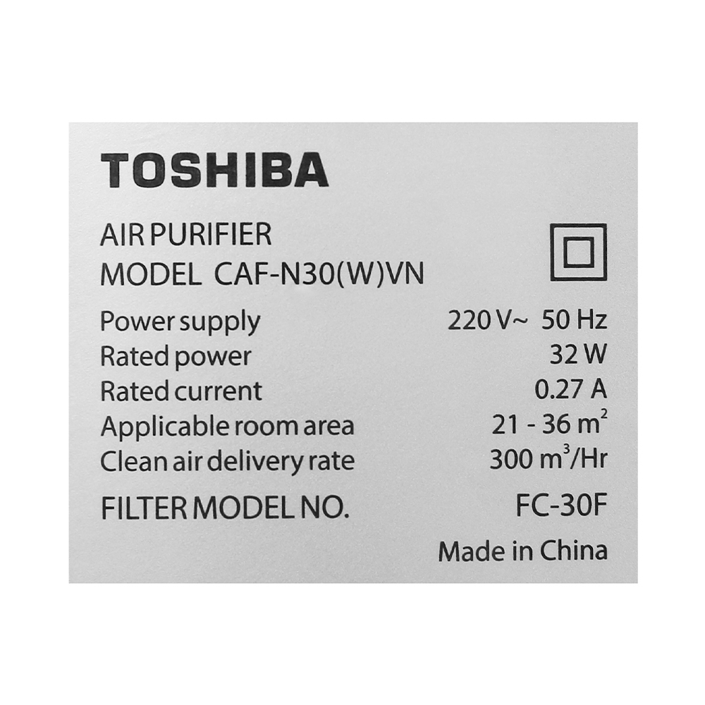 Máy lọc không khí Toshiba CAF-N30(W)VN