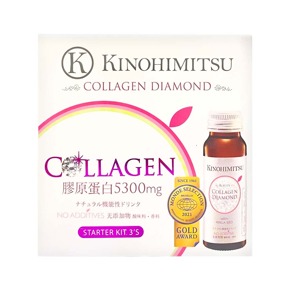 Nước uống đẹp da Kinohimitsu J`pan Collagen Diamond 5300 Drink (Hộp 3 chai x 50ml)