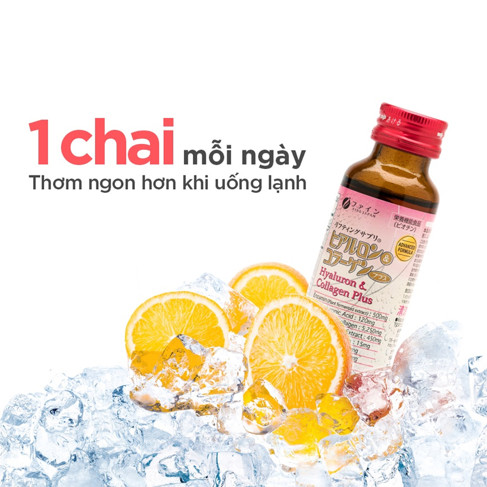 Nước uống Collagen & Hyaluron Fine Japan Plus 5.250mg (Hộp 10 chai x 50ml)