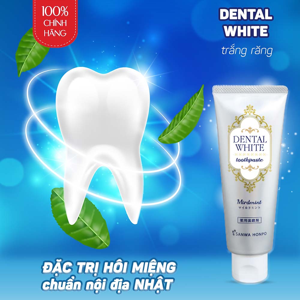 Kem đánh răng trắng sáng, trị hôi miệng Dental White 100g (Hương bạc hà)