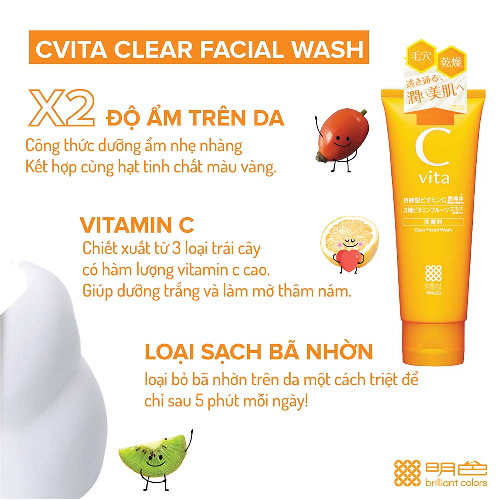 Sữa rửa mặt sáng da Meishoku C vita Clear Facial Wash 100g