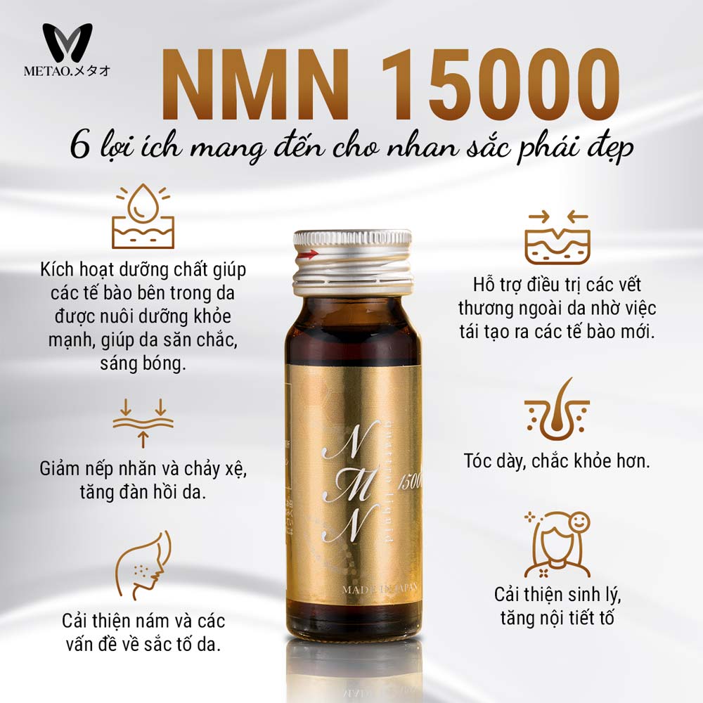 Nước uống trẻ hóa cơ thể NMN Quattro Liquid 15000 (Hộp 10 Lọ x 30ml)