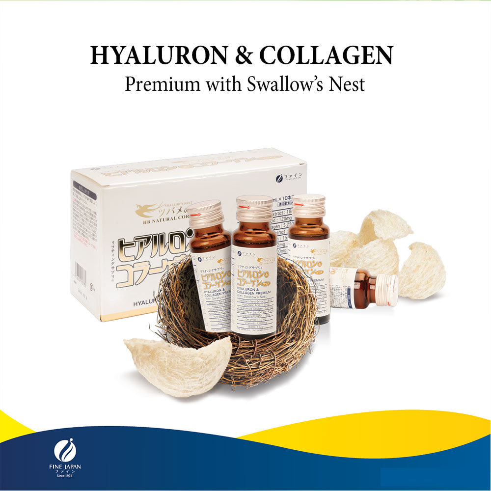 Combo 6 hộp Nước uống Collagen Yến Fine Japan H&C Premium with Sallownest`s Bird (Hộp 10 chai x 50ml)