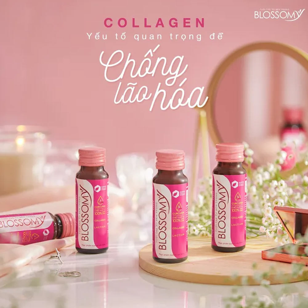 Nước uống Collagen Nghệ sáng da và hỗ trợ tiêu hóa Rohto Blossomy Curcumin & Collagen