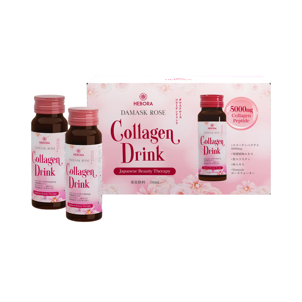 Nước uống Collagen Drink Hebora Nhật Bản (Hộp 10 chai x 50ml) Date T8/2024