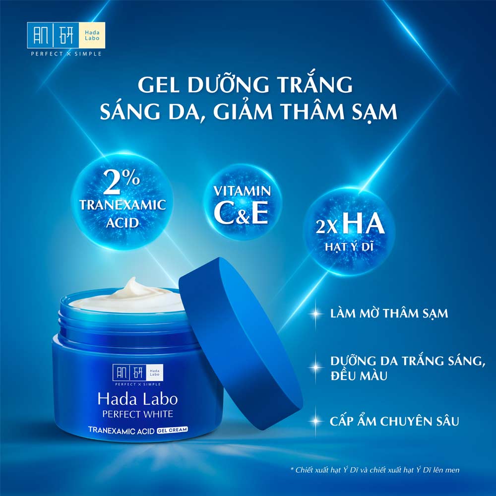 Gel dưỡng trắng Hada Labo Perfect White Tranexamic Acid Gel Cream 50g