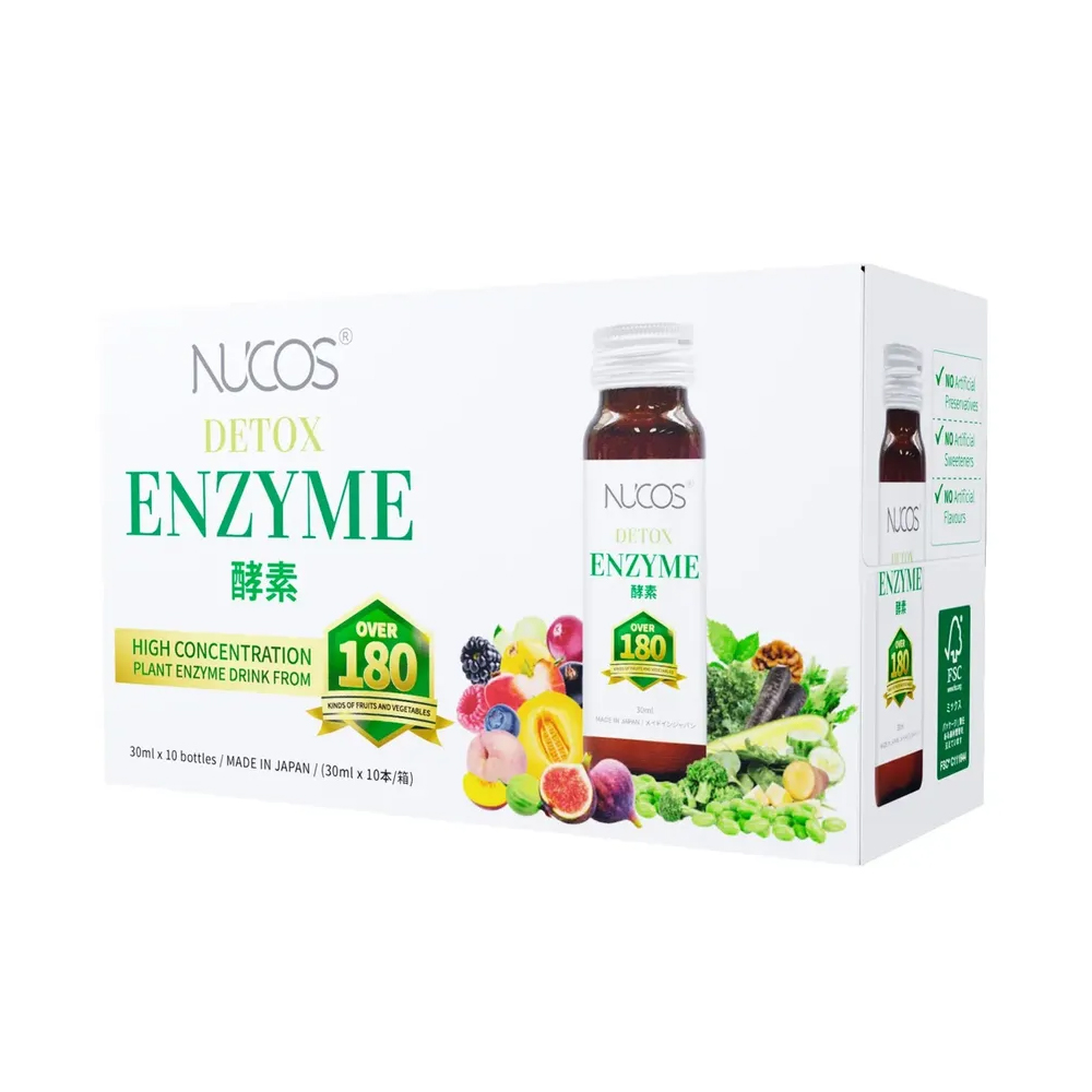 Nước uống thải độc, hỗ trợ giảm cân Nucos Detox Enzyme (Hộp 10 chai x 30ml)