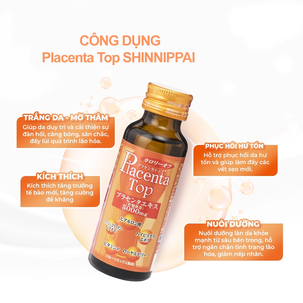 Nước uống tinh chất nhau thai Shinnippai Placenta Top (Hộp 10 chai x 50ml)